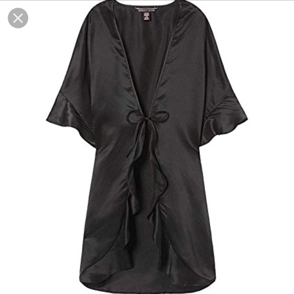 Victoria's Secret Other - Victoria Secret Black Ruffled Kimono